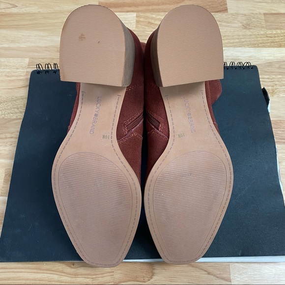 LUCKY BRAND 🫁 Laidem Venetian Red Suede Bootie - Size 10 - Picture 5 of 7